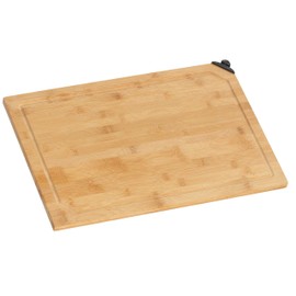 Cortesi Home Nuri Natural Bamboo Cutting Board with Knife Sharpener, 12" x 18", Brown