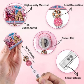 Obookey MA Badge Reel Retractable - Cute Medical Assistant Badge Reel with Alligator Clip Beads, Acrylic ID Badge Holder for Nurse Medical Student Hospital Worker, MA Nursing Gifts Work Accessories