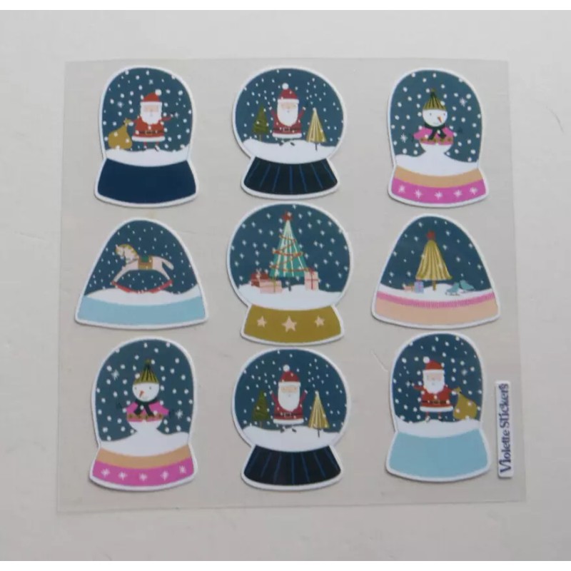 Violette Stickers - BLUE SNOWGLOBES - 4x4 Square NEW RELEASE