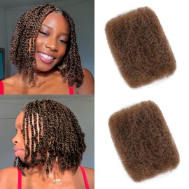 BLL Afro Kinkys Bulk Human Hair-100% Human Hair for Mini Twist Braiding Dreadlock Loc Extensions Afro Kinky Curly Hair Bulk Black Color (4#, 14 Inch Pack Of 1)
