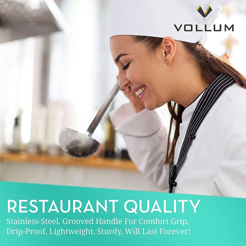 Vollum 1-Piece Ladle Heavy Duty Thick Stainless Steel - 8