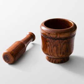 TAMUME Wooden Mortar and Pestle Set, Handmade Spice Kitchen Grinder, Herb Crusher, Masher and Mixer, for Grinding Sea Salt, Spice and Herb (Wood)