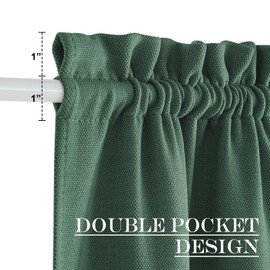 NICETOWN Linen Door Curtains for Window - Window Treatment with Tieback, Privacy Shade for Sidelight Curtains Thermal Insulated Front Door Covering, W25 x L72, Dark Green, 1 Panel