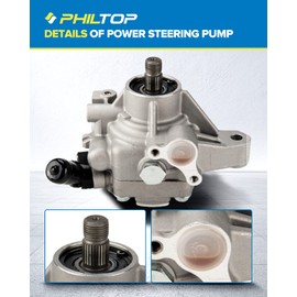 PHILTOP 21-5419 Power Steering Pump OE Fit For TSX 2006-2008, RSX 2002-2006, Element 2006-2011, CR-V 2002-2002, Accord 2006-2007 2.4L, CR-V 2005-2011, Power Assist Pump 56110PNBA01, 56110PNBA03