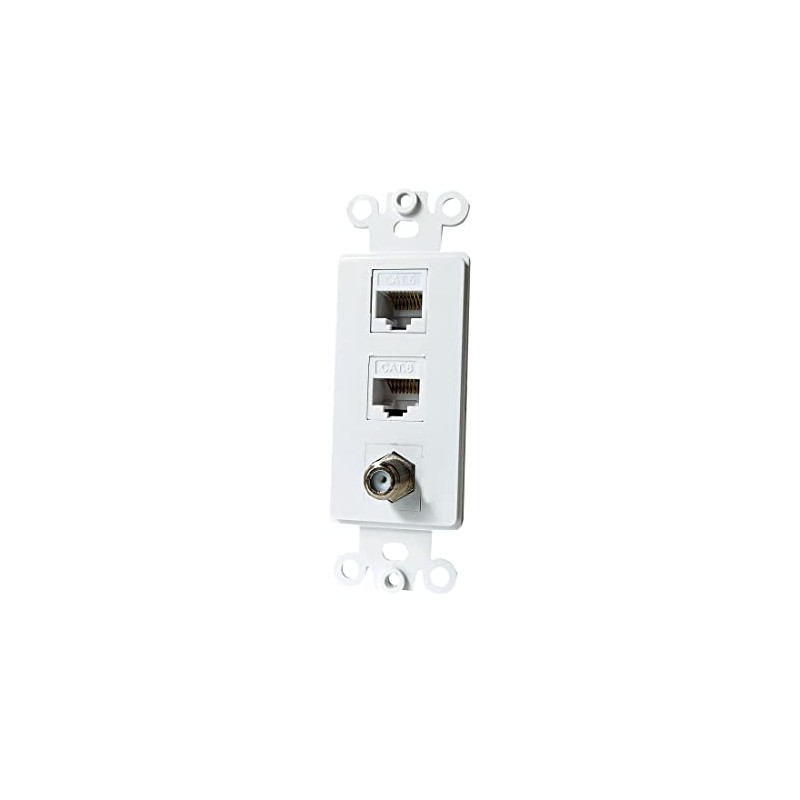 BUPLDET 2 Ethernet 1 Coax Wall Plate Insert - Dual
