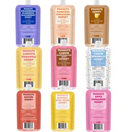 BUDDY BUDDER Dog Peanut Butter, 9 Pack Mixed Flavors, 4oz Pouches, 100% Natural, Made in USA