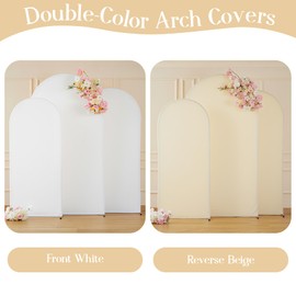 White Beige Arch Backdrop Covers Set of 3 Wedding Arch Covers Stretchy Backdrop Baby Shower Birthday Party Arches Cover 6FT 6.6FT 7.2FT Arch Stand Cover Spandex Bridal Shower Decoration