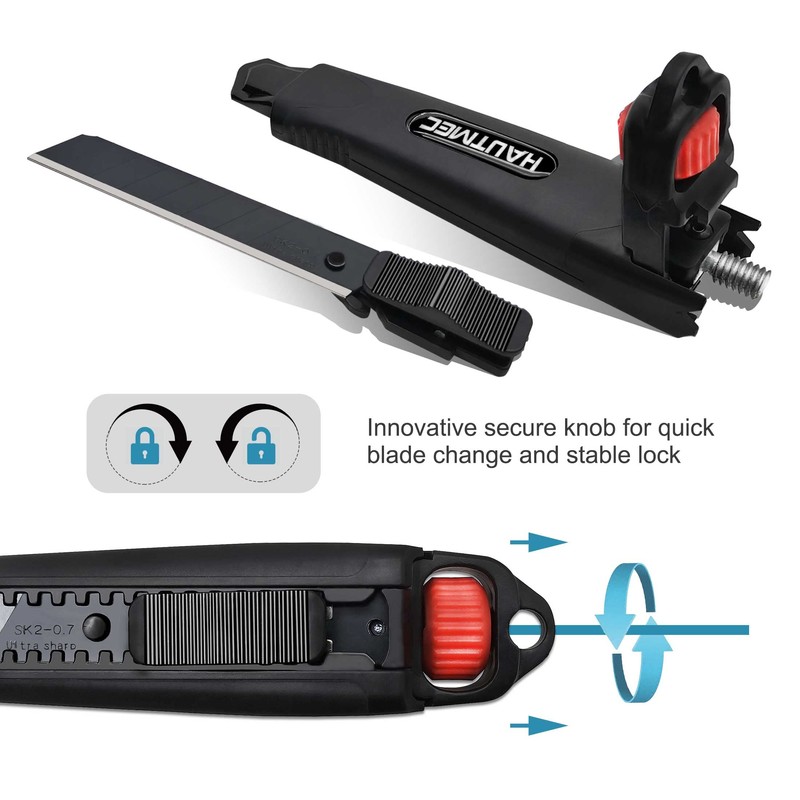 2PCS HAUTMEC 18mm Extra Heavy Duty Utility Knife with Double