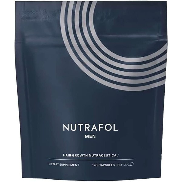 Nutrafol Men's Hair Growth Supplements, Clinically Tested for Visibly Thicker Hair and Scalp Coverage, Dermatologist Recommended - 1 month supply, 1 Refill Pouch