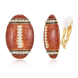 HESSAWELL Football Clip on Earrings Sport Earrings for Women Non Pierced Rugby Earrings for Women Sport Jewelry