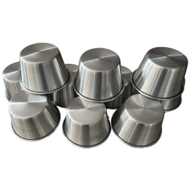FOODWARE ROAD Molde Flanera Aluminio Jgo 10 Pzs Flan Pastelito Ø Superior: 10cm. Ø díámetro inferior: 7cm. Altura: 6cm Capacidad Aprox. 420 ml