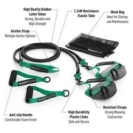 BUDDYSWIM - Pull rope with hand paddles and handles for swimming in the dry area. The elastic bands are perfect for swimming dry training. Resistance level: X-Light.