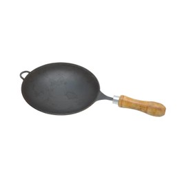 PRINA E-SHOP Pure Iron Mini Woke Kadhai fring saute Pan For Kitchen 8 inch size with wood handle Hand made Light Weight.
