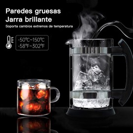 SANGKEE - Cafetera de prensa francesa, 1L Prensa Francesa de Vidrio/Cafetera Francesa Para Café o Tisana Vidrio de borosilicato resistente al calor