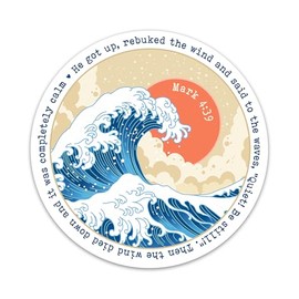 3PCs He Got Up Rebuked The Wind and Said to The Waves Bible Verse Sticker, Christian Faith Sticker, Ocean Waves Scripture Religious Vinyl Waterproof Decals for Laptop Water Bottle Journal (3 Inches)