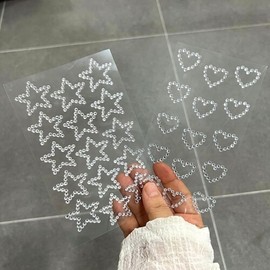 Face Makeup Rhinestones Sticker Heart 4ea