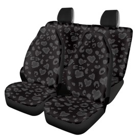 Leopard Print Car Seat Cover Breathable Front Bucket Seat Covers with Split Bench Back Seat Covers