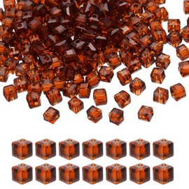 PATIKIL 4mm Crystal Glass Cube Beads, 200 Pcs Square Glass Beads Loose Glass Beads for Multi Cord Bracelet Jewelry Making Necklace Earrings Decorations, Dark Brown