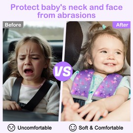 Seat Belt Cover Pad for Baby, Soft Seatbelt Cushion Covers for Kids 2Pcs Car Seat Strap Shoulder Pads for All Car Seats, Stroller, High Chair, Purple