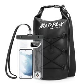 MATEPROX Waterproof Dry Bag 5L/10L/20L Floating Roll Top Beach Dry Sack Waterproof Boat Dry Bags for Kayaking Hiking Rafting and Camping with Waterproof Phone Pouch-10L Black