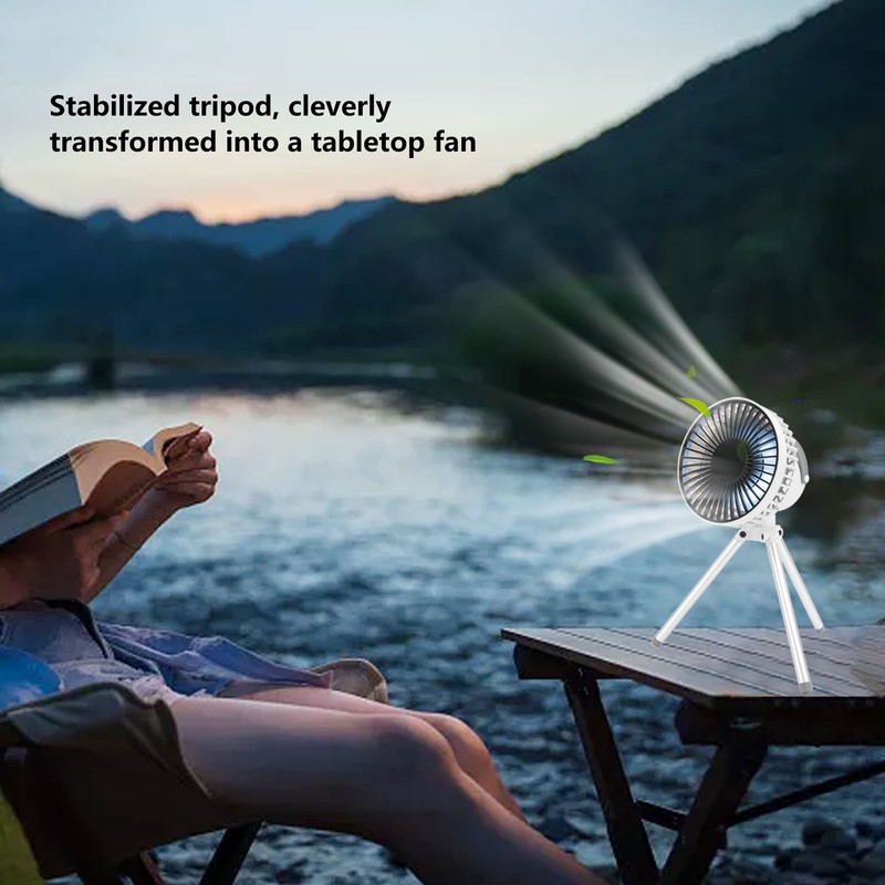 Outdoor Camping Fan 2000mAh Mini Outdoor Multifunctional Camping Tripod Fan