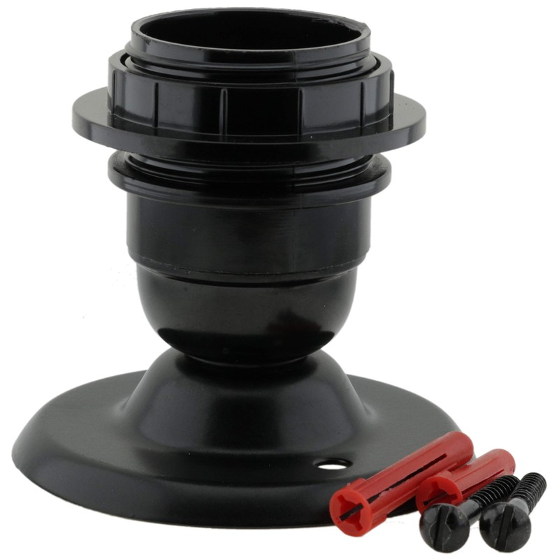 E27 Batten Bulb Holder (lampholder) in Black Bakelite