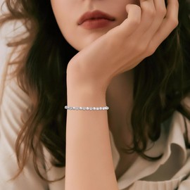 Seleneva Birthstone Tennis Bracelets for Women Girls Silver Dainty Link Bracelet Birthstone Jewellery Birthday Gifts for Mum Wife Girlfriend Daughter Sister Nieces Friends Colleague Anniversary (jun)