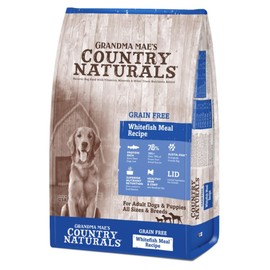 Grandma Mae’s Country Naturals Dry Dog Food, Grain Free Formula, Whitefish, Slow Cooked & Nutrient Dense, Made in USA, 4 LB Bag