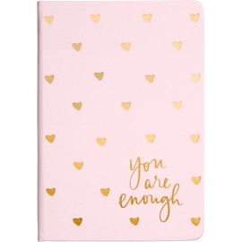 Dayna Lee Heart Lined Journal Notebook, Die Cut Hardcover, A5 Writing Journal, 256 Ruled Pages, Ribbon Bookmark, Lay Flat, Notebook for Work or School, “You are Enough” (Pink, 6x8 inches, Eccolo)