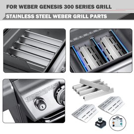Grill Replacement Parts 7621 Flavorizer Bars 7629 Igniter 65505 Heat Deflector Parts for Weber Genesis E-310 E-330 S-330 S-310 Grill Parts Weber Genesis 300 Series 7620 Flavor Bars 1836-13 Ignitor