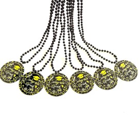 GZYSSL 16 Pcs Graduation Black Medal Bead Necklace Graduation Season Pendant Medallion Party Decoration Graduation Gift