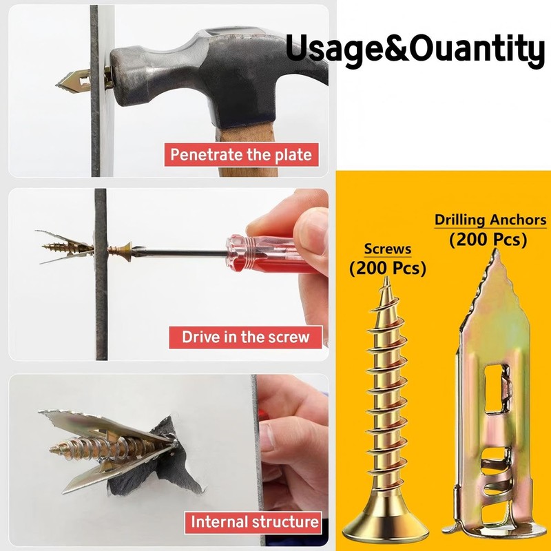Expansion Screw Sleeve - Hammer Driver Anchor with Screw Nail-in