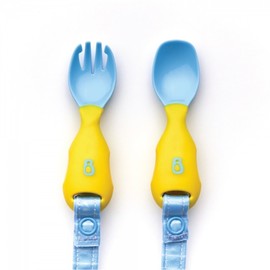 Bibado Attachable Weaning Cutlery Spoon & Fork Set (Ducklings Pool Party)