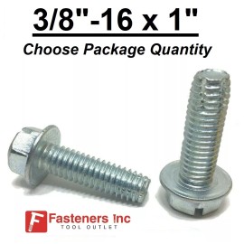 Fasteners Inc 3/8-16 x 1" Hex Bolt Thread Cutting Screw Zinc Plated Type F Self Tapping - 10