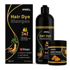 Kit Shampoo Tinte Cubre Canas Y Mascarilla Miel Dark Brown