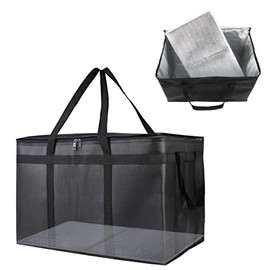 Xiesaip Insulated Food Delivery Bag With Hard Bottom, XXXL Pizze Cooler Bags, Thermal Cold/Hot Styrofoam Carrier for Doordash/Travel/Shopping/Catering/Car, Dashers Door Dash Accessories