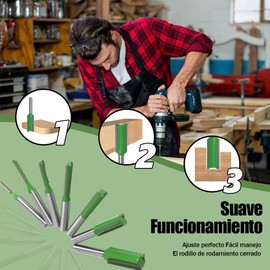 7 Piezas Fresas para Router 1/4 , Fresa Recta de Vástago con Patrón de Vástago, Broca de Fresado con Patrón de Carburo, se Puede Utilizar para Cortar Madera, Chapas o Bordes Laminados