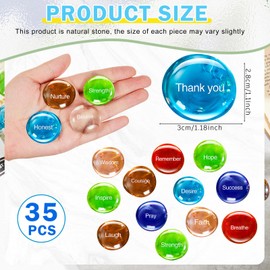Fabbay 35 Pcs Inspiring Glass Stones, Encouragement Engraved Stones Motivational Gift Translucent and Opaque Glass Rocks with Comfort Words for Christmas Anniversaries Religious Church Decorations