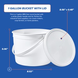 ePackageSupply 1 Gallon Food Grade Freezer Safe Round Plastic Bucket with Lids, Made in USA, BPA Free, Premium HPDE, Ice Cream, Soup, prep containers, 3 Pack