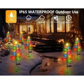 4 Pack Christmas Outdoor Decorations, Artificial Small Solar Christmas Tree Lights Outside, 2 Modes 40LED Solar Christmas Decorations Outside, Solar Christmas Lights Outdoor Waterproof Decorations