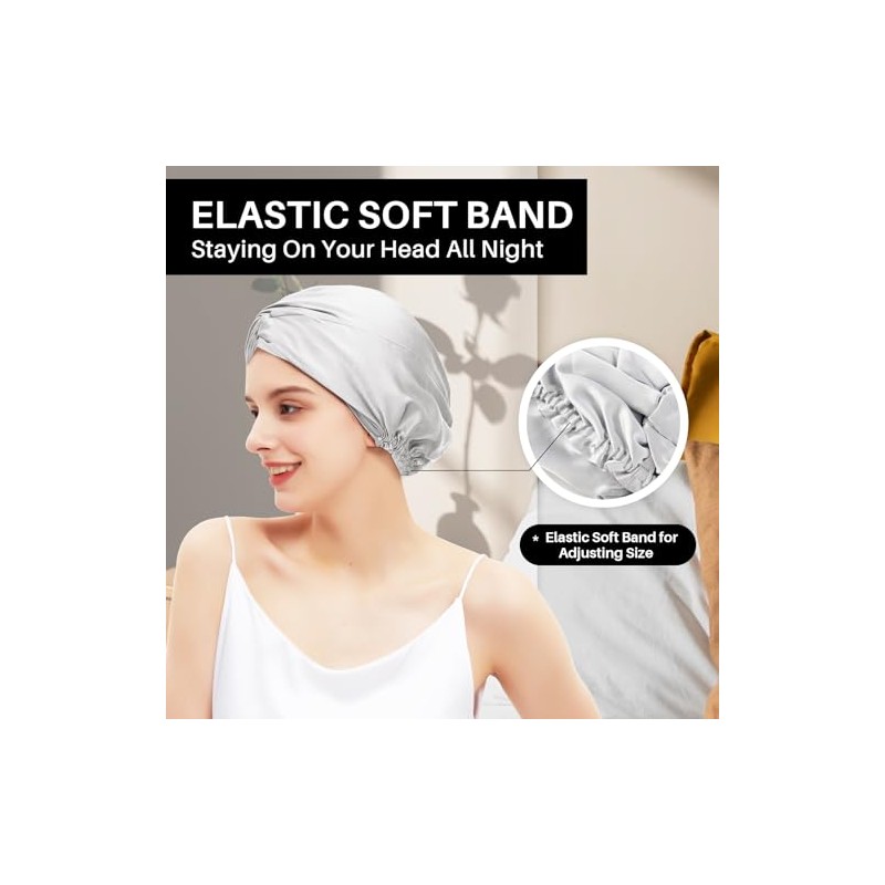 Gorro Dormir 100 Seda Morera Mujeres Hombres Cabello Rizado Fino