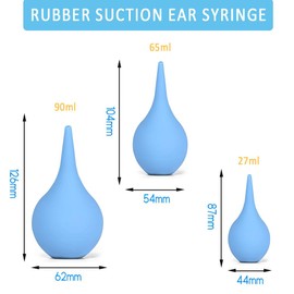 Canumer 3 Pack Hand Bulb Ear Syringes, Soft Reusable Rubber Suction Ear Bulb Syringe Ball, Baby Ear Cleaning Bulb, Ear Washing Squeeze Bulb for Kids, Adults, Pet (3 Sizes)