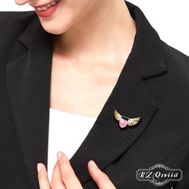 KZQtriid Brooches For Women,14k Gold Plated Copper,Angel's Wings Brooch Love Brooch,Heart Brooches,Brooches Pin for Birthday, Christmas,Valentines, Wedding Parties, Anniversaries