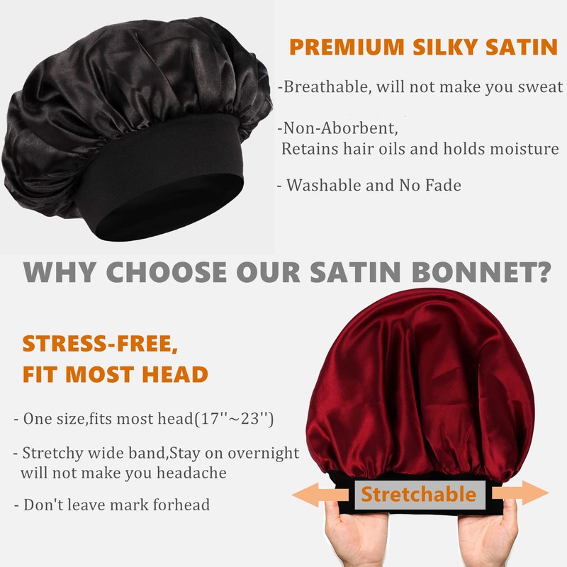 Himoswis Reversible Satin Bonnet for Men,Bonnets for Black Women Sleeping,Men