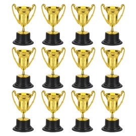 PATIKIL 3.22 Inch Mini Trophies, 12 Pcs Gold Award Trophy Cups Plastic Small Gold Trophies Award for Sports Tournament Competitions Party Favors Ceremony Props Winning