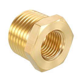Kozelo Pack of 1, 1/2" Male NPT to 1/4" FeMale NPT Solid Brass Hex Bushing, Hose Fittings Adapter Threaded Reducer Heavy Duty for Pipe Leak Repair, Bathroom Remodel, Compression