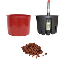 Set´s für Hydropflanzen Set4 Corona Flower Pot 13/12 Fireplace Red Diameter 14.5 cm Height 13.0 cm + KT + WA + BT