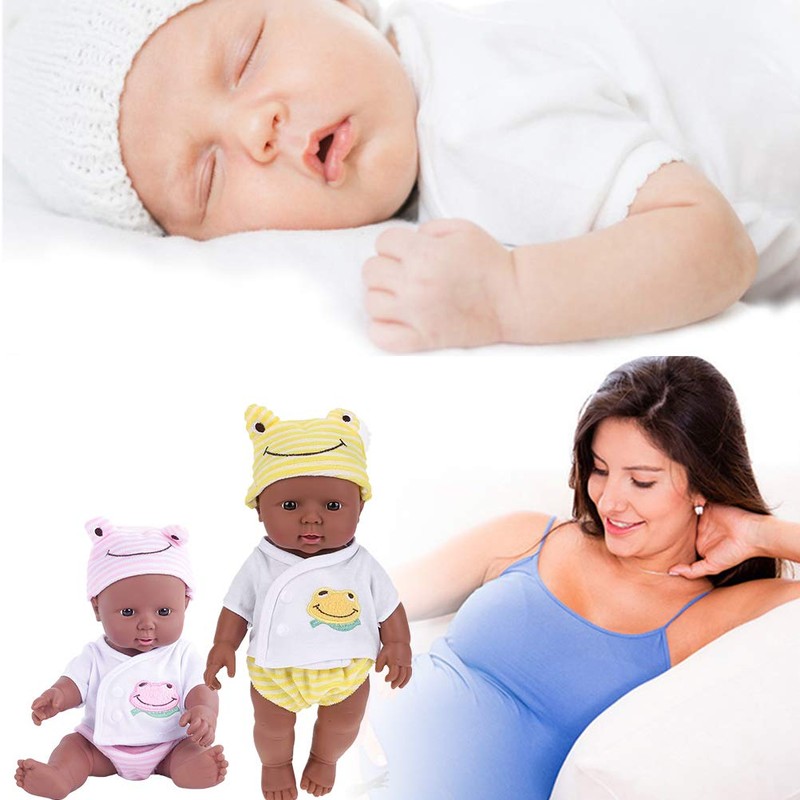 Stecto 12 Inch Lifelike Reborn Baby African Girl Dolls Black