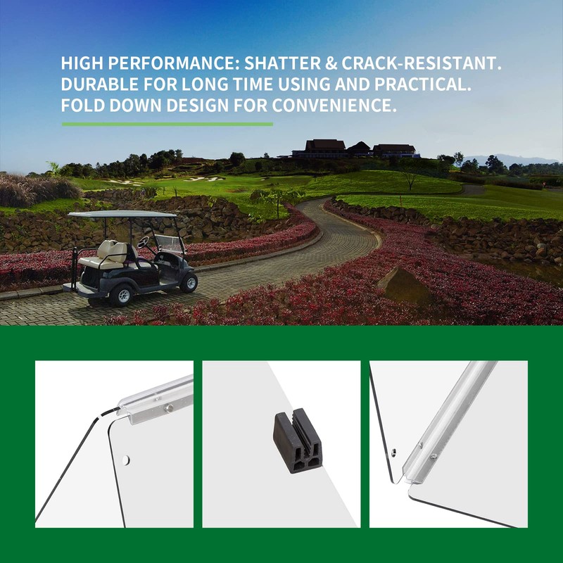 KUAFU Clear Windshield Compatible with 1982-2000.5 Club Car DS Golf