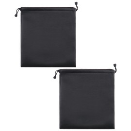ECSiNG 2PCS Headphone Storage Bag Headset Drawstring Pouch PU Leather Earphone Carrying Bag Waterproof Lightweight Protective Case 22x20cm Black